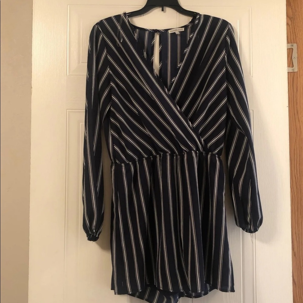 Blue stripe romper like new
